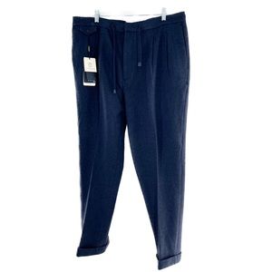 Gutteridge Men's Pure Wool Drawstring Trousers Navy Size IT 54 (US 38) NWT